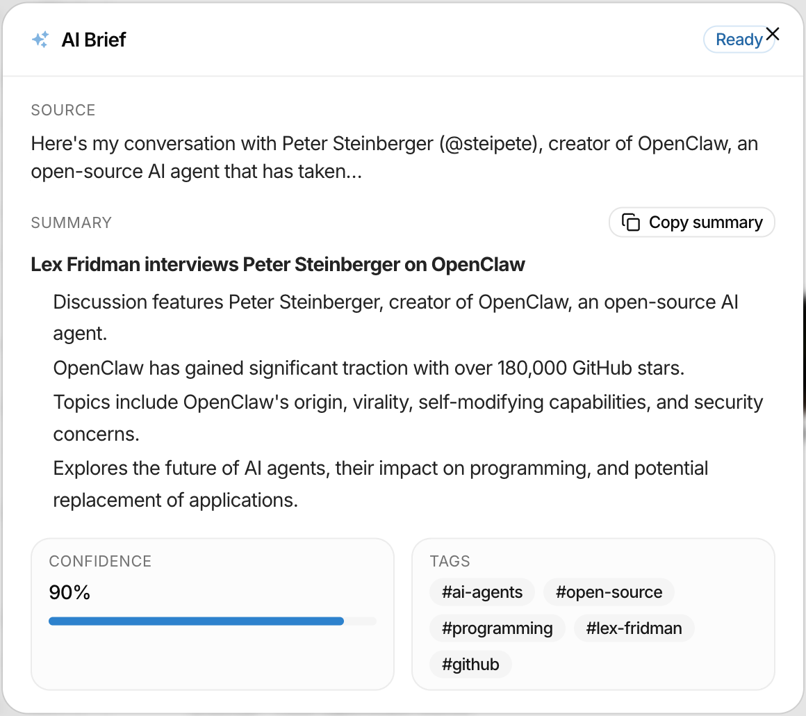 AI categorization preview