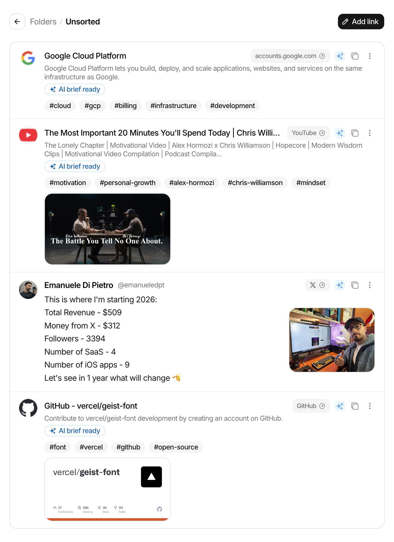 Folder organization preview